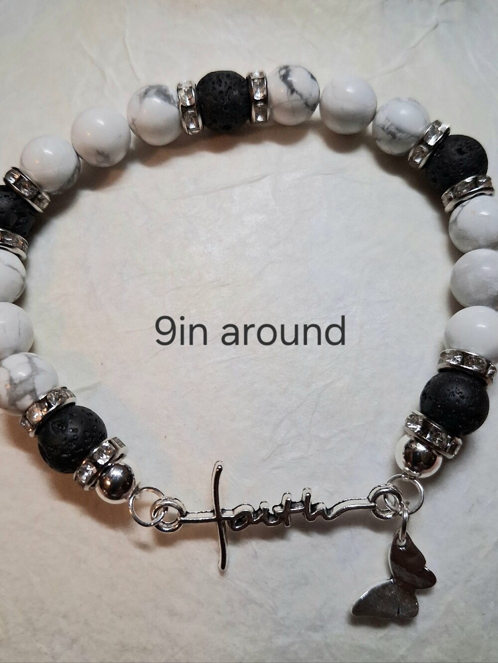 Volcano And Natural White Stone Faith Bracelet